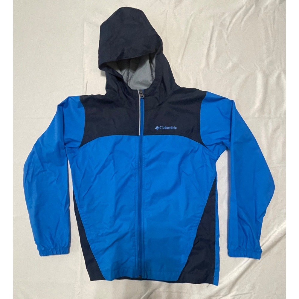 Columbia Jacket Boys Medium 10 12 Blue Black Hooded Windbreaker Nylon‎ Outdoors